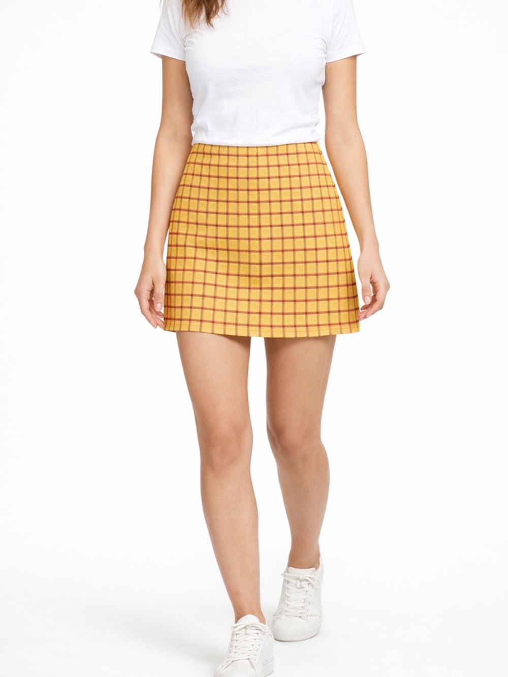 Urban Outfitters Yellow Plaid Mini Skirt Women’s A-Line Y2K Preppy Size M - Picture 2 of 12